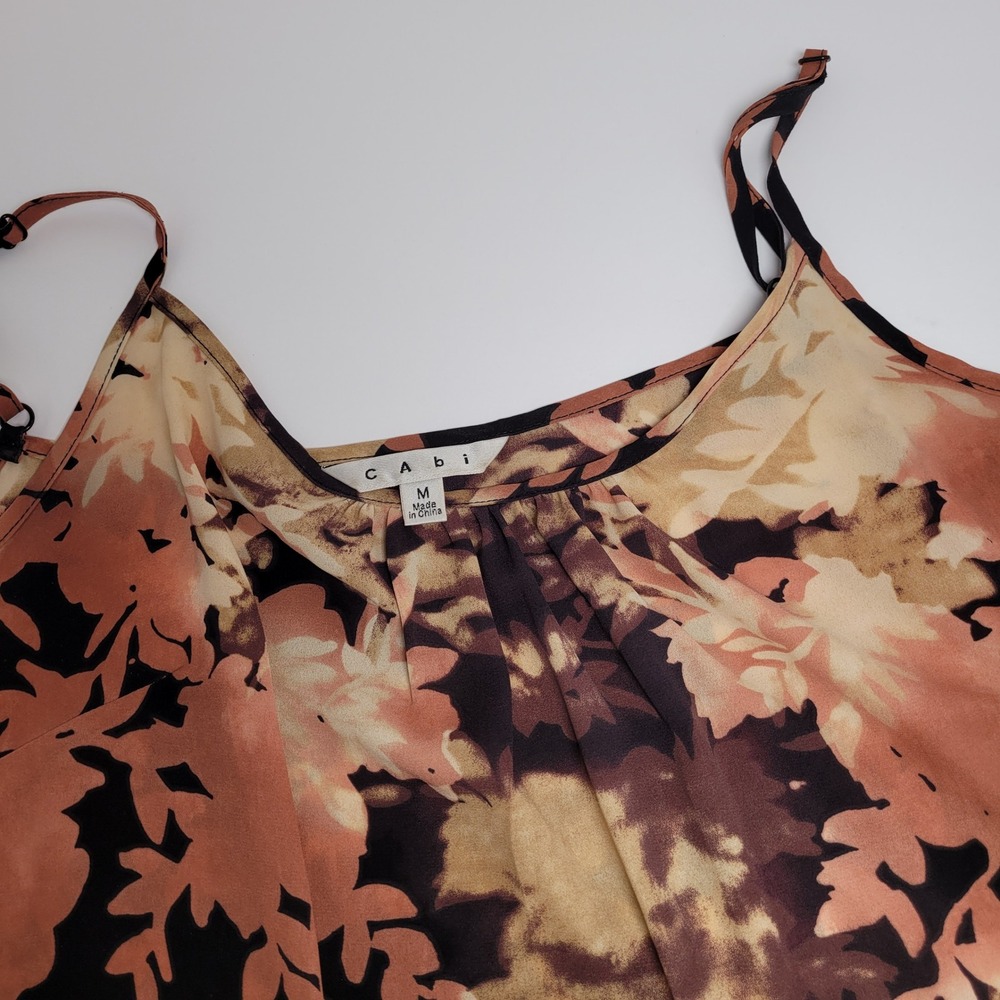 Cabi Camisole‎ Women Size M Terracotta Black Floral Excellent Adjustable Strap